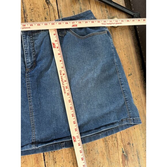 St Johns Bay Womens Denim Skort 20W jean button zipper shorts skirt mini - Picture 6 of 6